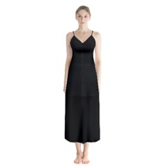 Plain Black Black Button Up Chiffon Maxi Dress by kyorashop23