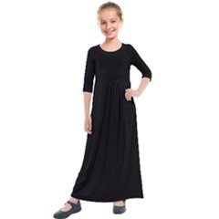 Plain Black Black Kids  Quarter Sleeve Maxi Dress by kyorashop23