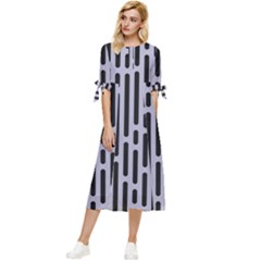 Texture, Stripes, Pattern Bow Sleeve Chiffon Midi Dress by kyorashop23