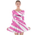 White Pink Stripes, Pattern Long Sleeve Skater Dress View1