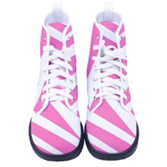 White Pink Stripes, Pattern Men s High-top Canvas Sneakers by kyorashop23