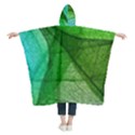 3d Leaves Texture Sheet Blue Green Kids  Hooded Rain Ponchos View2