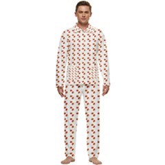 Kawaii Pumpkin Patt White Men s Long Sleeve Velvet Pocket Pajamas Set by snowwhitegirl