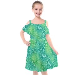 Retro Flower Pattern Design Batik Kids  Cut Out Shoulders Chiffon Dress by Posterlux