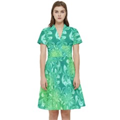 Retro Flower Pattern Design Batik Short Sleeve Waist Detail Dress by Posterlux