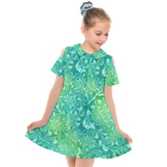 Retro Flower Pattern Design Batik Kids  Short Sleeve Shirt Dress by Posterlux