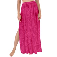 Pink Abstract Crimson Triangle Maxi Chiffon Tie-up Sarong by Posterlux