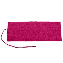 Pink Abstract Crimson Triangle Roll Up Canvas Pencil Holder (s) by Posterlux