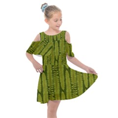 Fern Texture Nature Leaves Kids  Shoulder Cutout Chiffon Dress by Posterlux