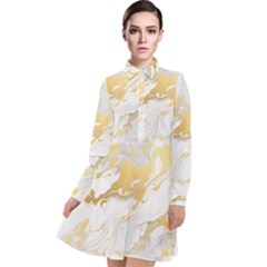 Marble Pattern Long Sleeve Chiffon Shirt Dress by Posterlux