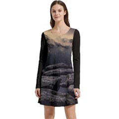 Stellar Dreamscape (ai&human) Long Sleeve Velour Skater Dress by dflcprintsclothing