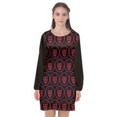 Dark Dominion Print Long Sleeve Chiffon Shift Dress  by dflcprintsclothing