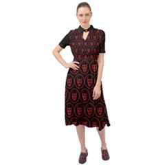 Dark Dominion Print Keyhole Neckline Chiffon Dress by dflcprintsclothing