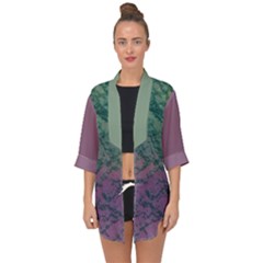 Colorful Duotone Abstract Print Open Front Chiffon Kimono by dflcprintsclothing