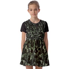 Precision Pursuit: Hunting Motif Camouflage Pattern Kids  Short Sleeve Pinafore Style Dress by dflcprintsclothing