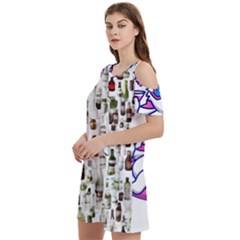 Bottle Chic Print Patterns Women s Cold Shoulder Round Neck Mini Dress by BellaVistaTshirt02