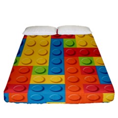 Lego Bricks, Colorful Dots Background Fitted Sheet (queen Size) by kyorashop23