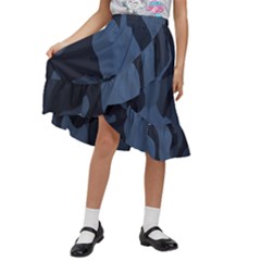 Purple Camo Kids  Ruffle Flared Wrap Midi Skirt by kyorashop23