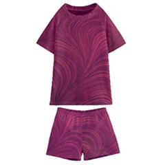 Purple Fabric Texture, Fabric Backgrounds With Lines Kids  Swim T-shirt And Shorts Set by kyorashop23