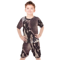 Snake Skin, Reptile Skin, Snake Skin Textures, Brown Snake Kids  T-shirt And Shorts Set by kyorashop23