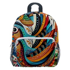 Madhubani Art A Kids  Age 5-10 Lightweight School Backpack With Side Pockets by BellaVistaTshirt02