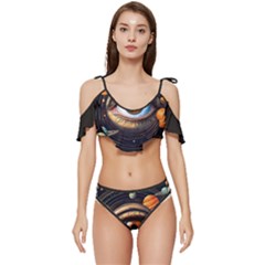 Eye Of The Universe (ai) Ruffle Edge Tie Up Bikini Set	 by dflcprintsclothing