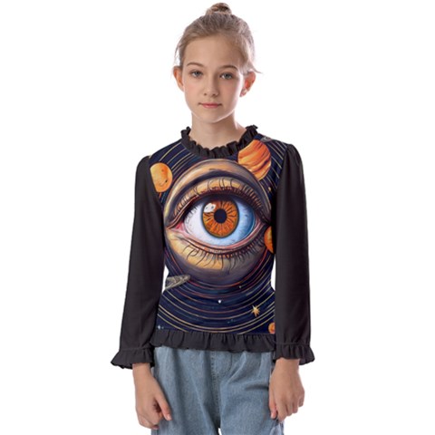 Eye Of The Universe (ai) Kids  Frill Detail T-shirt by dflcprintsclothing