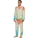 Background Pastel Geometric Lines Men s Long Sleeve Velvet Pocket Pajamas Set View3