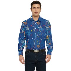 Christmas Stars Pattern Star Men s Long Sleeve Pocket Shirt  by Maspions