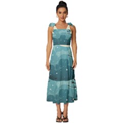 Christmas Frame Border Tie-strap Tiered Midi Chiffon Dress by Apen