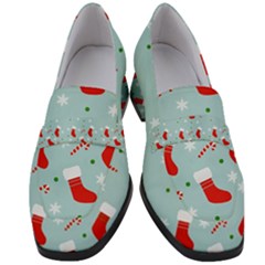 Christmas Pattern Women s Chunky Heel Loafers by Apen