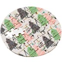 Christmas Trees Icons Wooden Puzzle Round View3