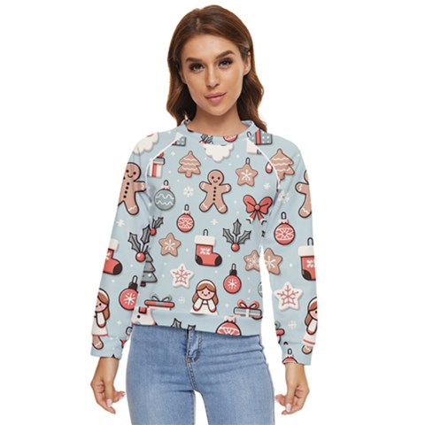 Christmas Cartoon Pattern Women s Long Sleeve Raglan T-shirt by Apen