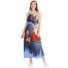 Deer Santa Claus Flying Trees Moon Night Merry Christmas Boho Sleeveless Summer Dress by anzea