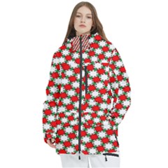 Christmas Star Red Green Women s Multi Pockets Zip Ski And Snowboard Waterproof Breathable Jacket by anzea