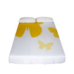 Yellow Butterfly Animals Fly Fitted Sheet (full/ Double Size) by anzea