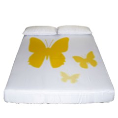 Yellow Butterfly Animals Fly Fitted Sheet (california King Size) by anzea