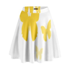 Yellow Butterfly Animals Fly High Waist Skirt by anzea