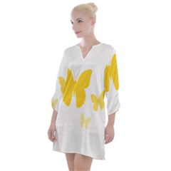 Yellow Butterfly Animals Fly Open Neck Shift Dress by anzea