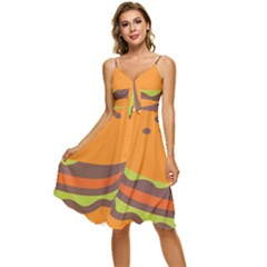 Hamburger Sleeveless Tie Front Chiffon Dress by anzea