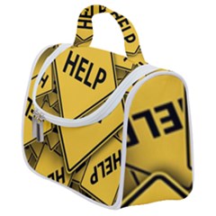 Caution Road Sign Help Cross Yellow Satchel Handbag by anzea