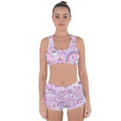 Beautiful Cute Animals Pattern Pink Racerback Boyleg Bikini Set by Grandong