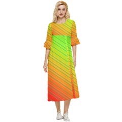 Orange Green Gradient Hunter Double Cuff Midi Dress by Dutashop