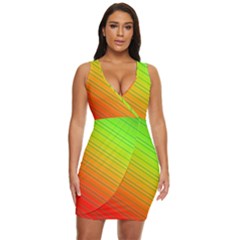 Orange Green Gradient Hunter Draped Bodycon Dress by Dutashop