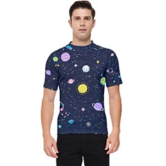 Aesthetic Outer Space Cartoon Art Men s Short Sleeve Rash Guard by Bedest