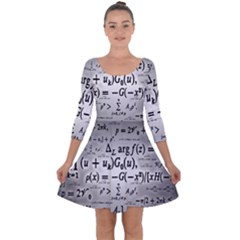 Math Formula Quarter Sleeve Skater Dress by Bedest