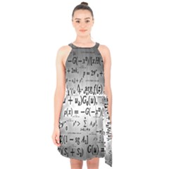 Math Formula Halter Collar Waist Tie Chiffon Dress by Bedest