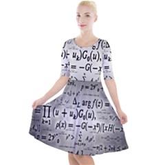 Math Formula Quarter Sleeve A-line Dress by Bedest