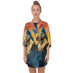 Himalaya Nature Mountain Half Sleeve Chiffon Kimono by Bedest