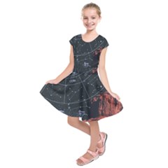 Astrology Surreal Surrealism Trippy Visual Art Kids  Short Sleeve Dress by Bedest